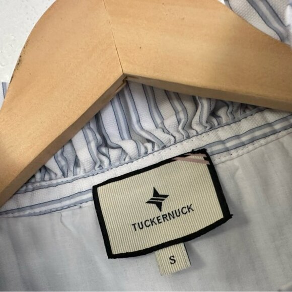 Tuckernuck Women Grosgrain Trim Oxford Stripe Bouvier Mini Dress Sz Small Preppy - Picture 10 of 11